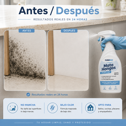 Mata Hongos - Removedor de moho | Paredes más limpias, frescas y protegidas en 24 horas.